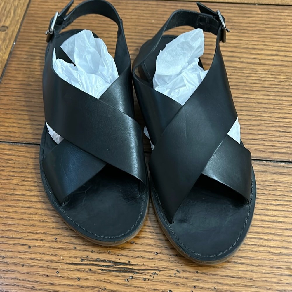 Madewell Boardwalk Crossover Black Sandal 7.5